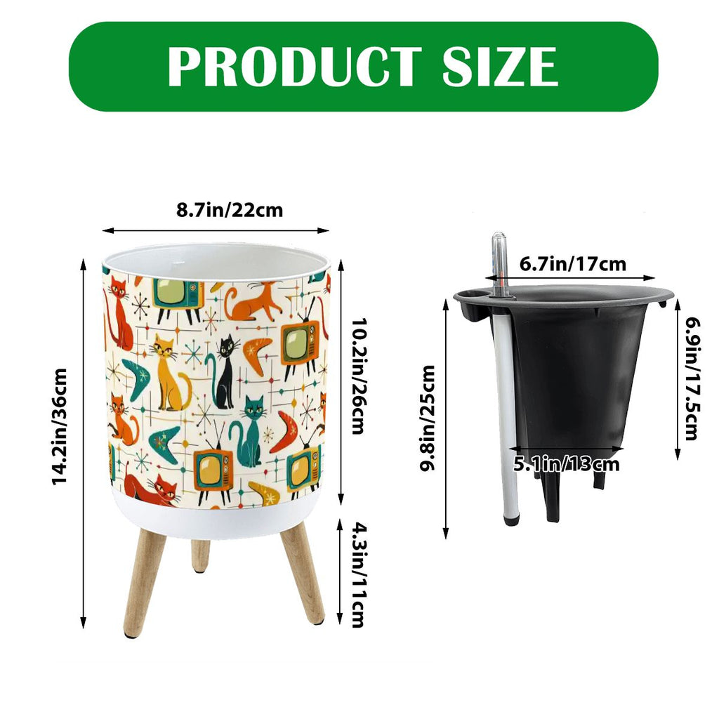 🌿 Atomic Kitsch Flower Pot with Legs – Retro Cats &amp; TV Planter
