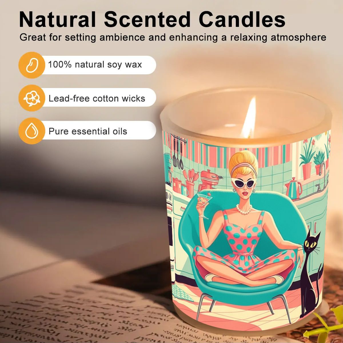 Atomic Lounge Soy Candle – Frosted Glass Jar (6oz)