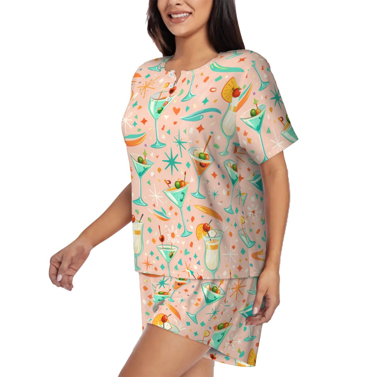 🍍 Atomic Kitsch Women’s Pajama Set – Tropical Fruit Lounge Edition