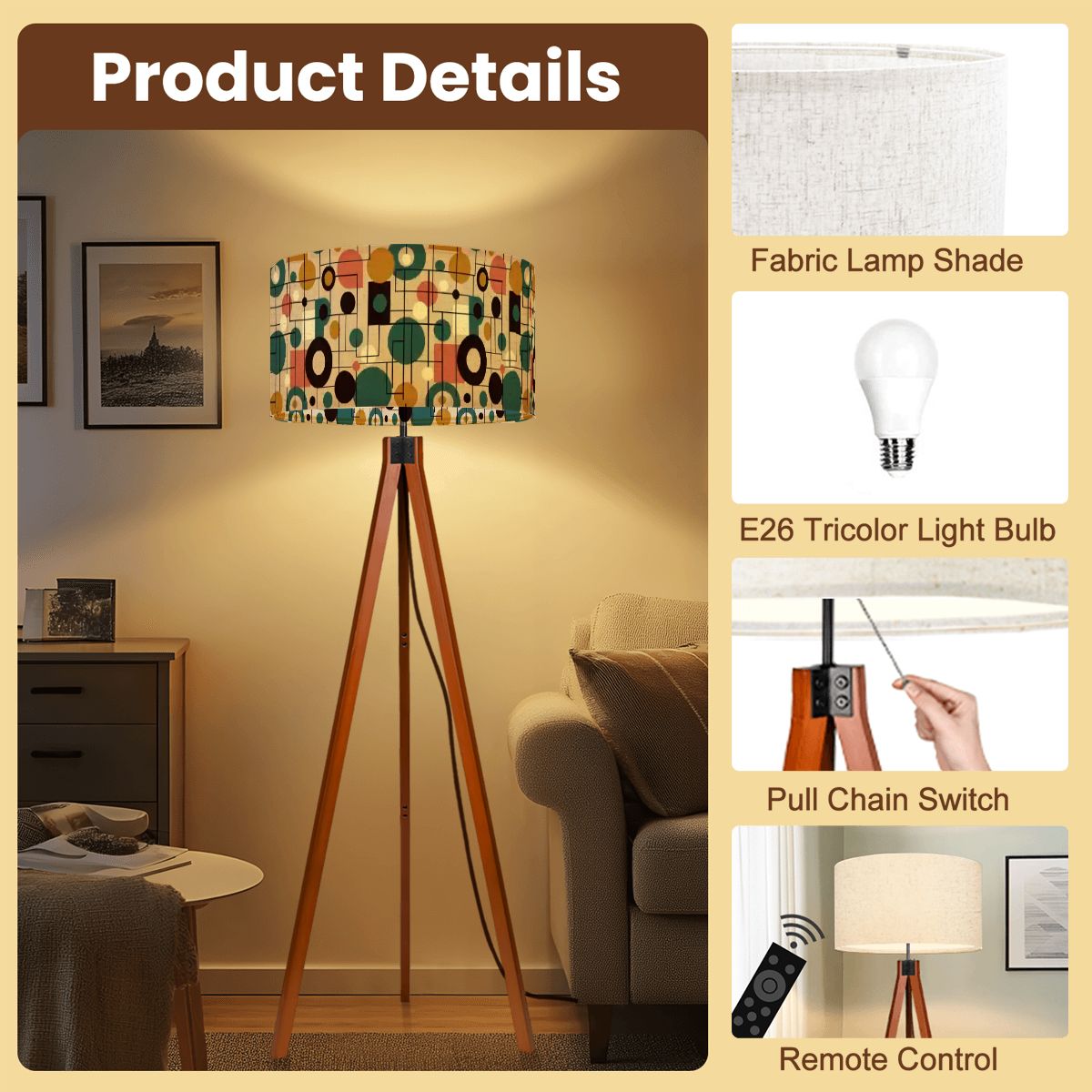 Atomic Connection Geometric Tripod Floor Lamp | Made in USA | Smart LED & Remote