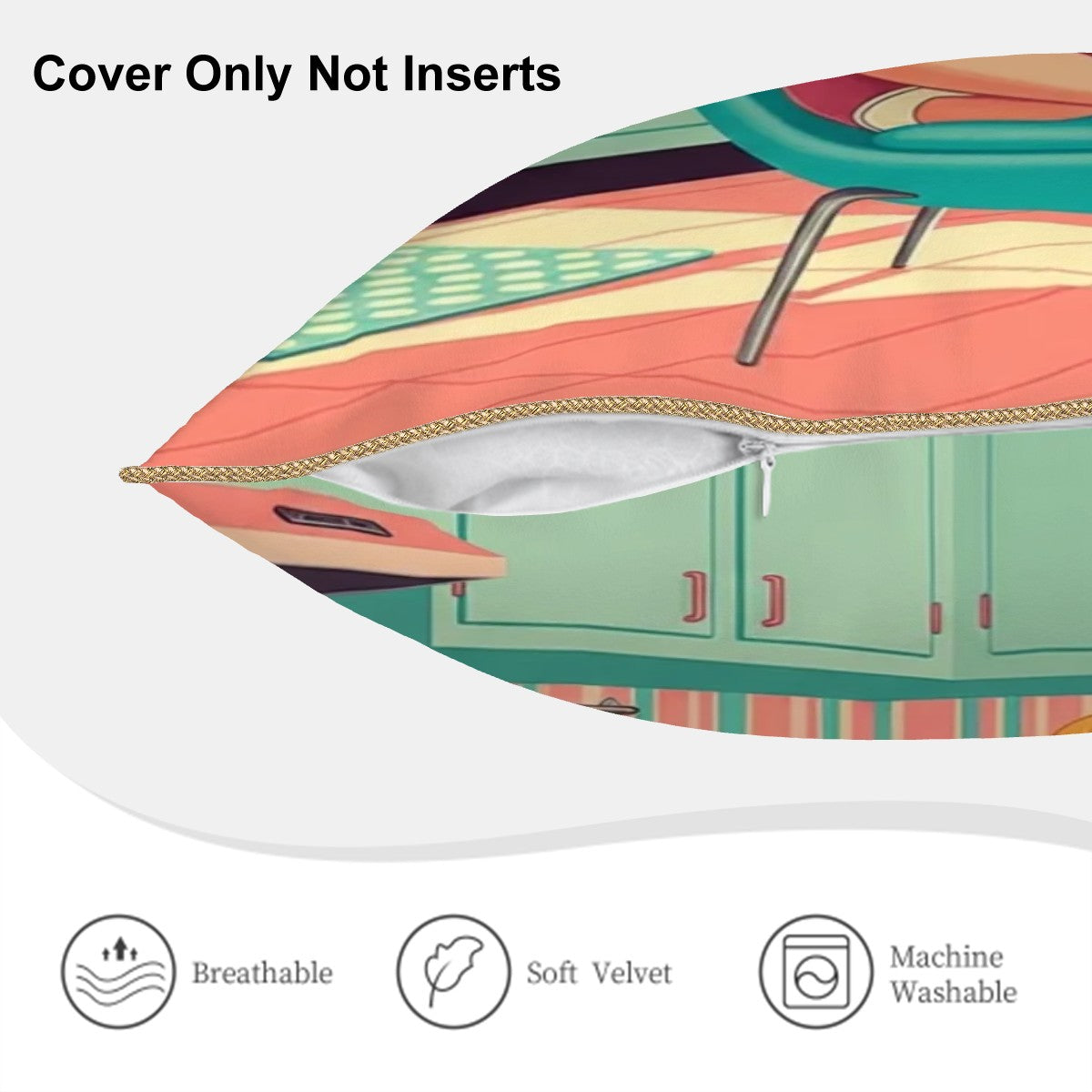 🛋️ Atomic Kitchen Diva Velvet Pillow Cover – Double-Sided MCM Glam