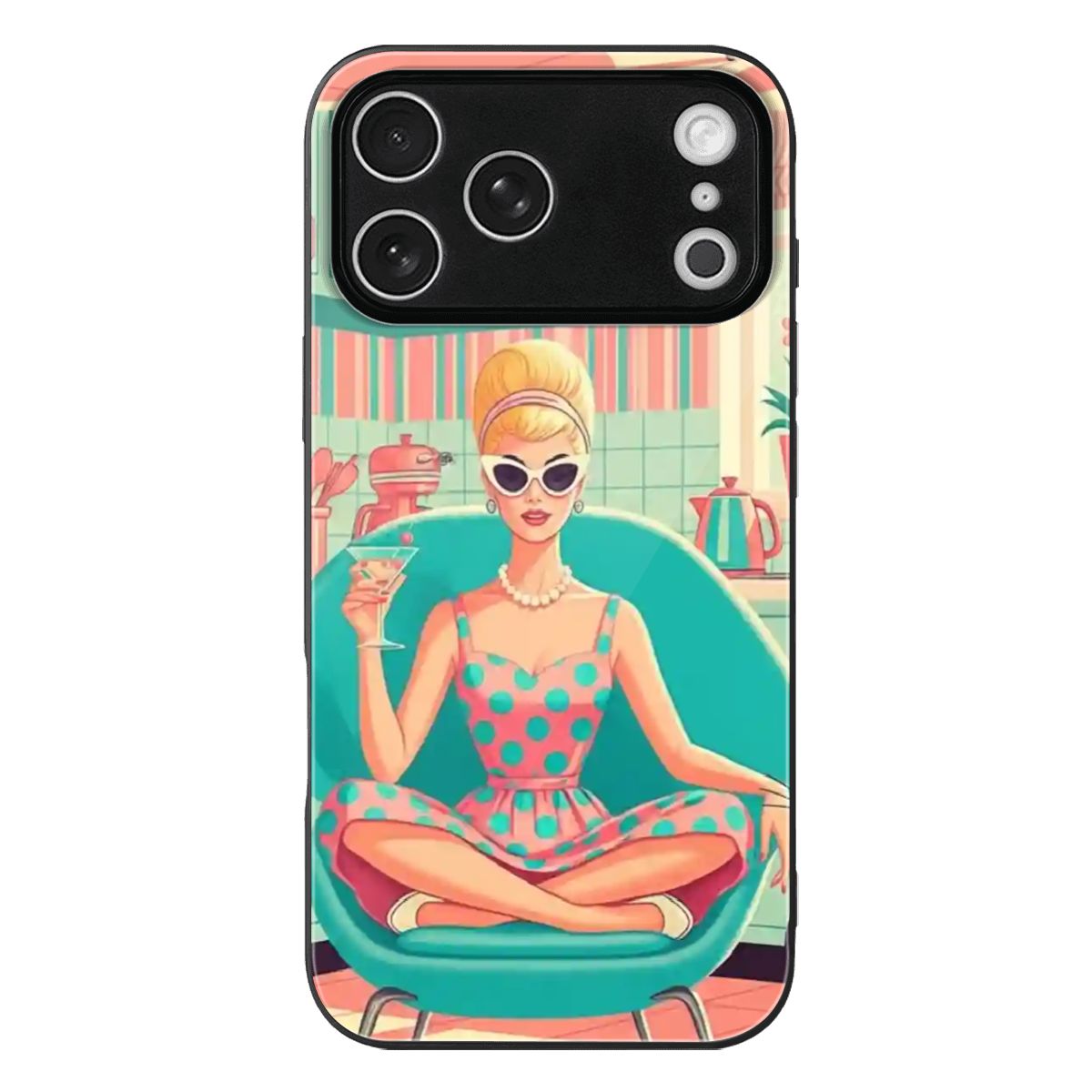 📱 Atomic Poolside Diva Glass Phone Case – iPhone 17 Pro Max