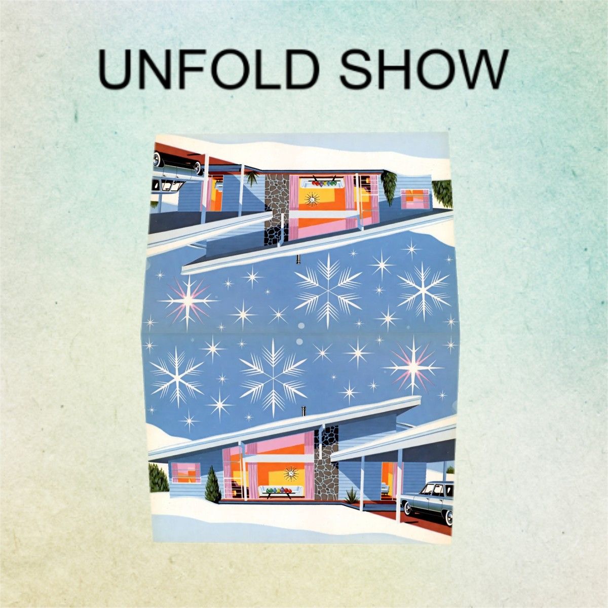 🎆 Atomic Kitsch Golden Edge Greeting Card – Fireworks &amp; Festive Lights Edition (Horizontal)