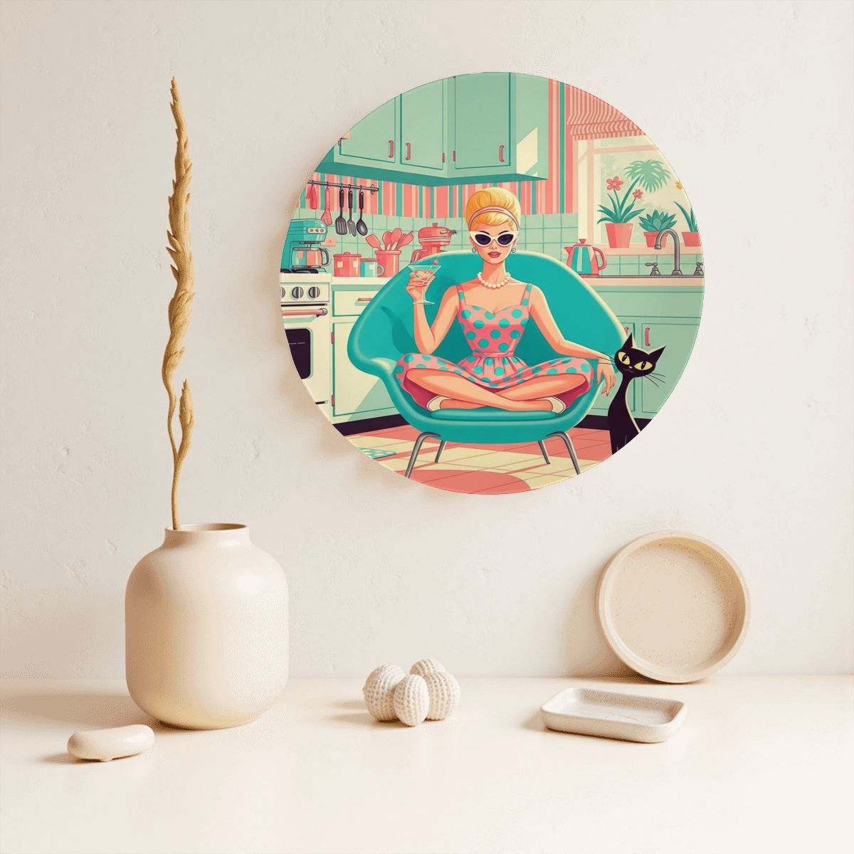 🍽️ Atomic Kitsch Decorative Plate – Retro Wall Art or Shelf Display