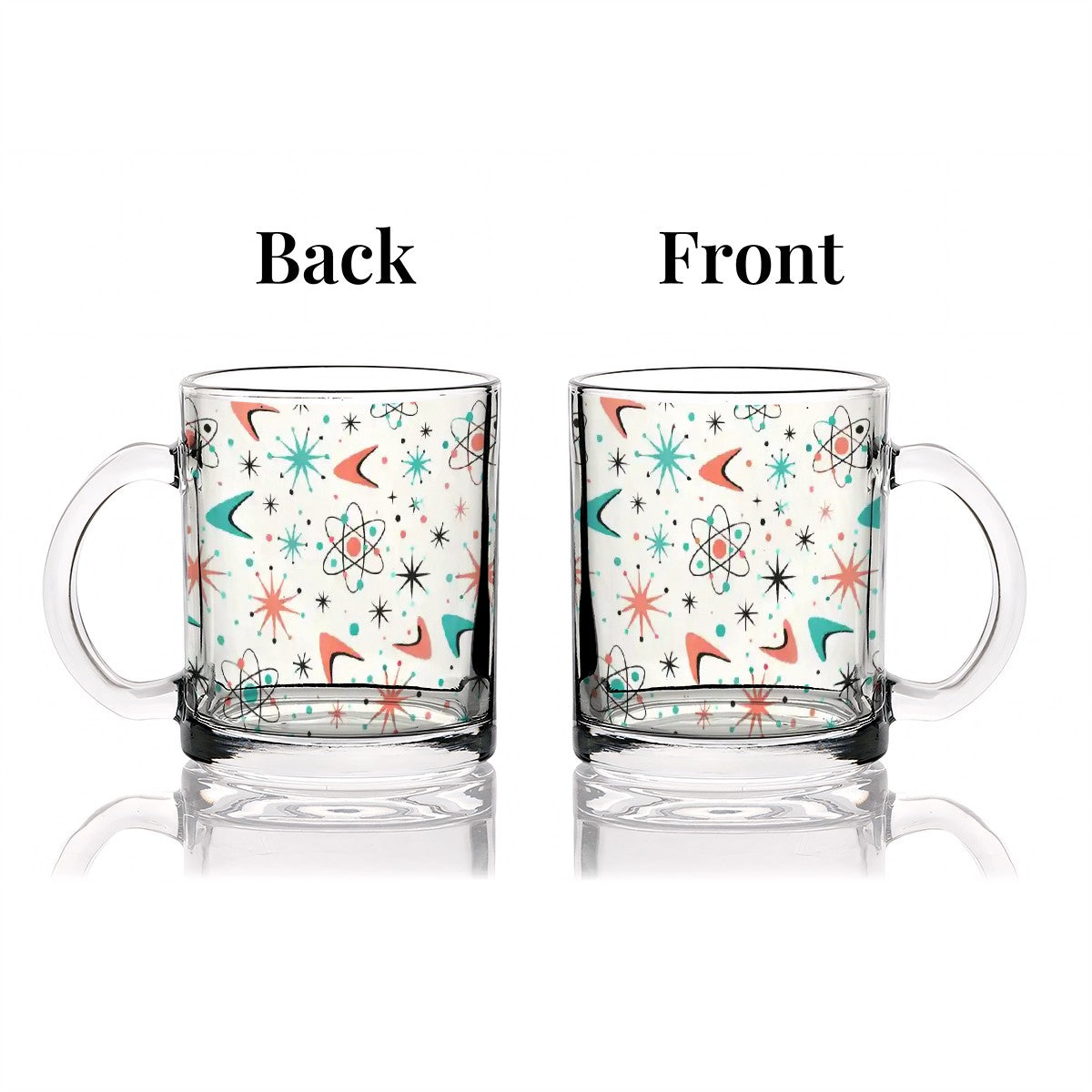 ☕ Atomic Kitsch Glass Coffee Cup – 12oz Retro Starburst Edition