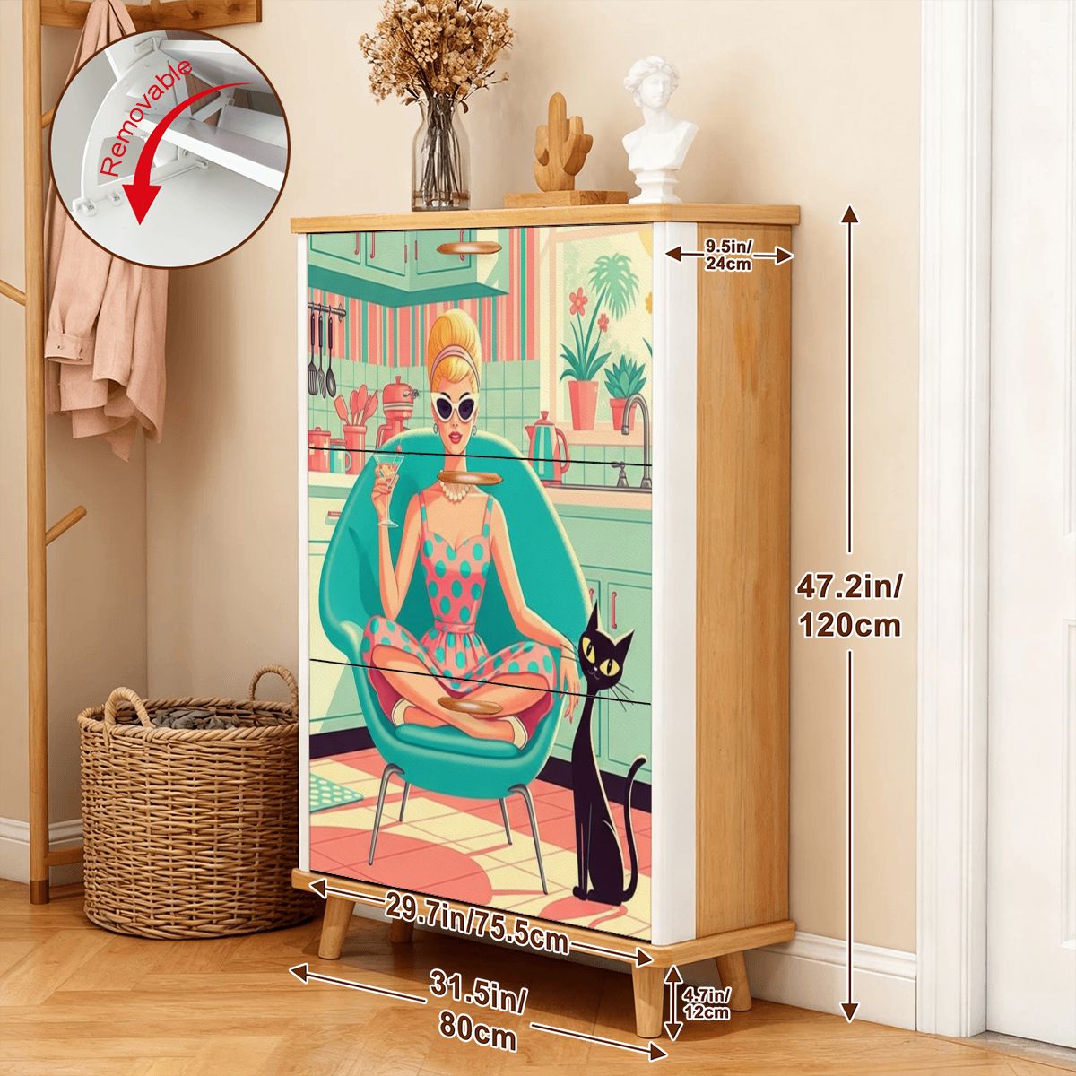 👠 Atomic Kitchen Diva Shoe Cabinet – MCM Flip-Door Storage