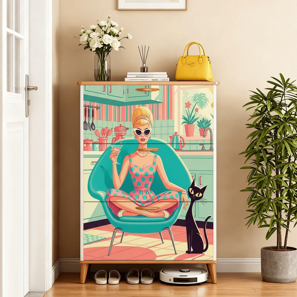 👠 Atomic Kitchen Diva Shoe Cabinet – MCM Flip-Door Storage