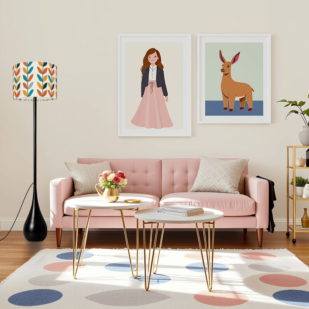 Scandi-Mod Leaf Teardrop Floor Lamp | Retro Botanical | Smart LED & Remote