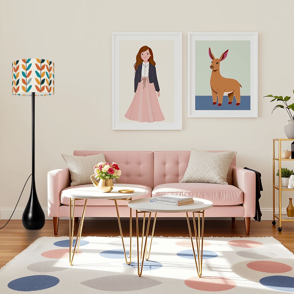 Scandi-Mod Leaf Teardrop Floor Lamp | Retro Botanical | Smart LED & Remote