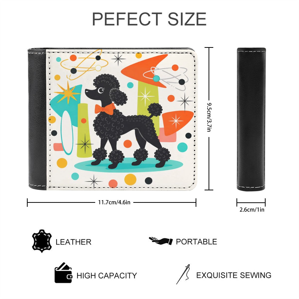 🐩 Atomic Poodle PU Leather Wallet – Compact Retro Accessory