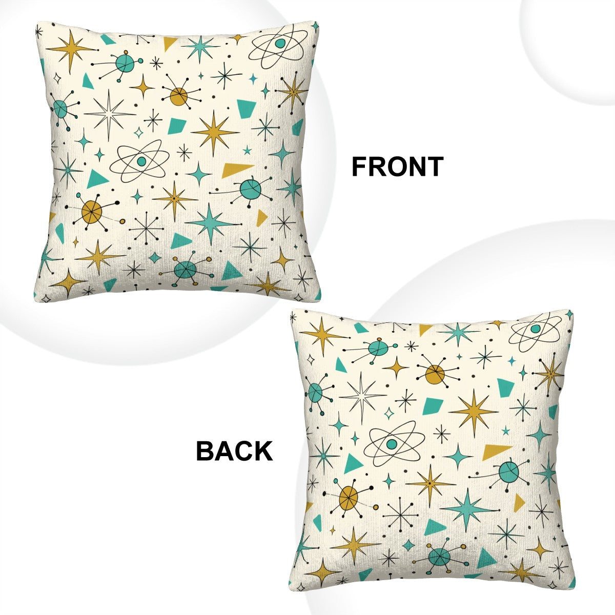 Atomic Stardust Corduroy Throw Pillow - Double-Sided Retro Pop!