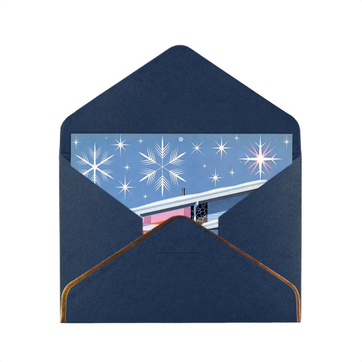 🎆 Atomic Kitsch Golden Edge Greeting Card – Fireworks &amp; Festive Lights Edition (Horizontal)