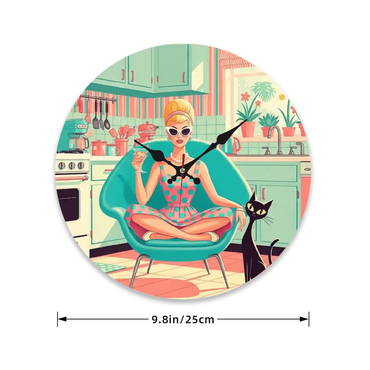 Wooden Round Wall Clock 9.8"x9.8" (Made in USA)