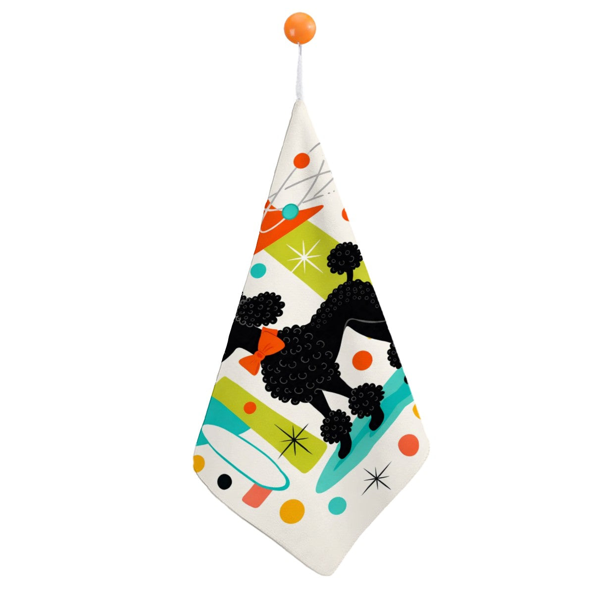 🐩 Atomic Poodle Hanging Hand Towel – Superfine Fiber with Lanyard