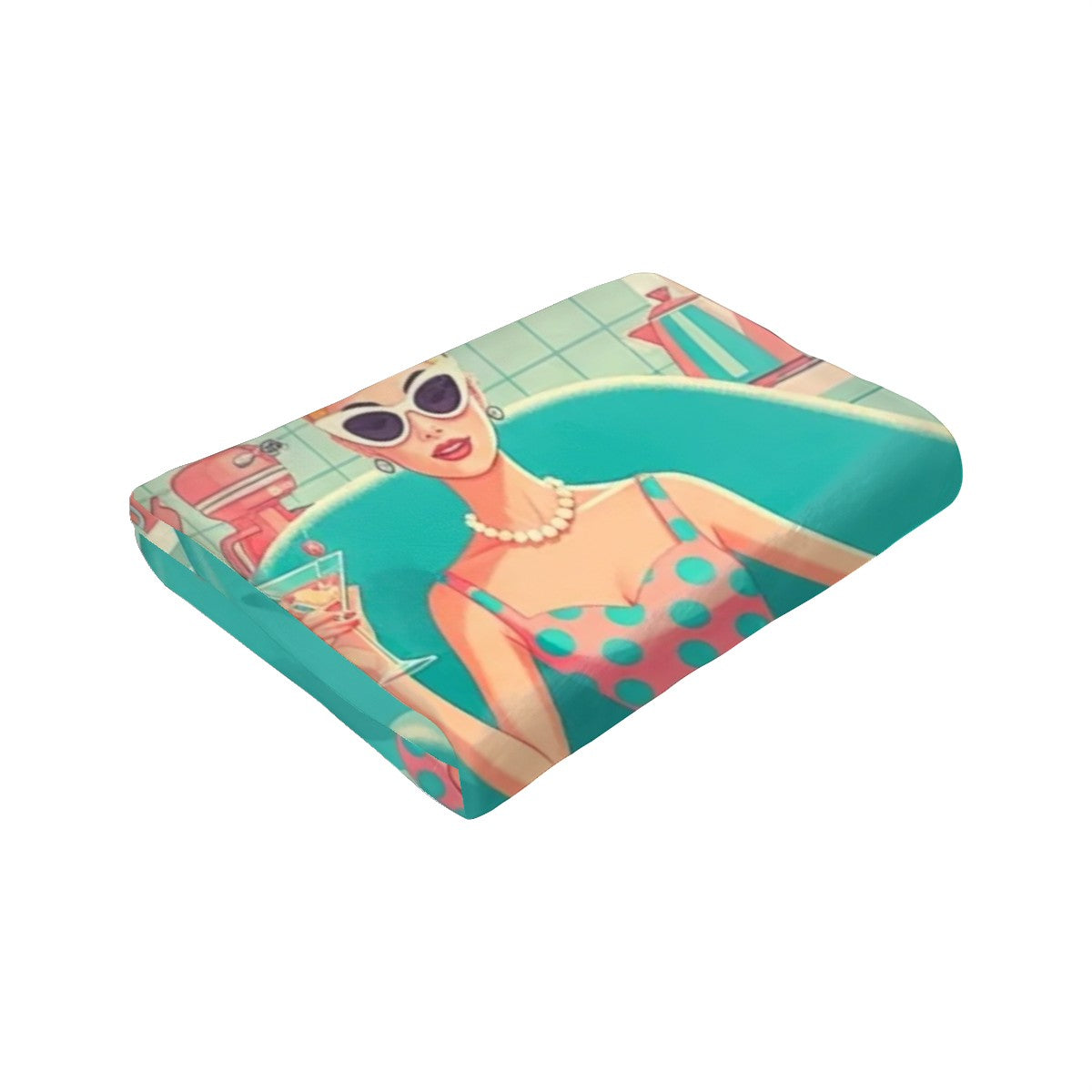 🛋️ Atomic Kitsch Flannel Throw Blanket – Retro Kitchen Queen Edition (Vertical)