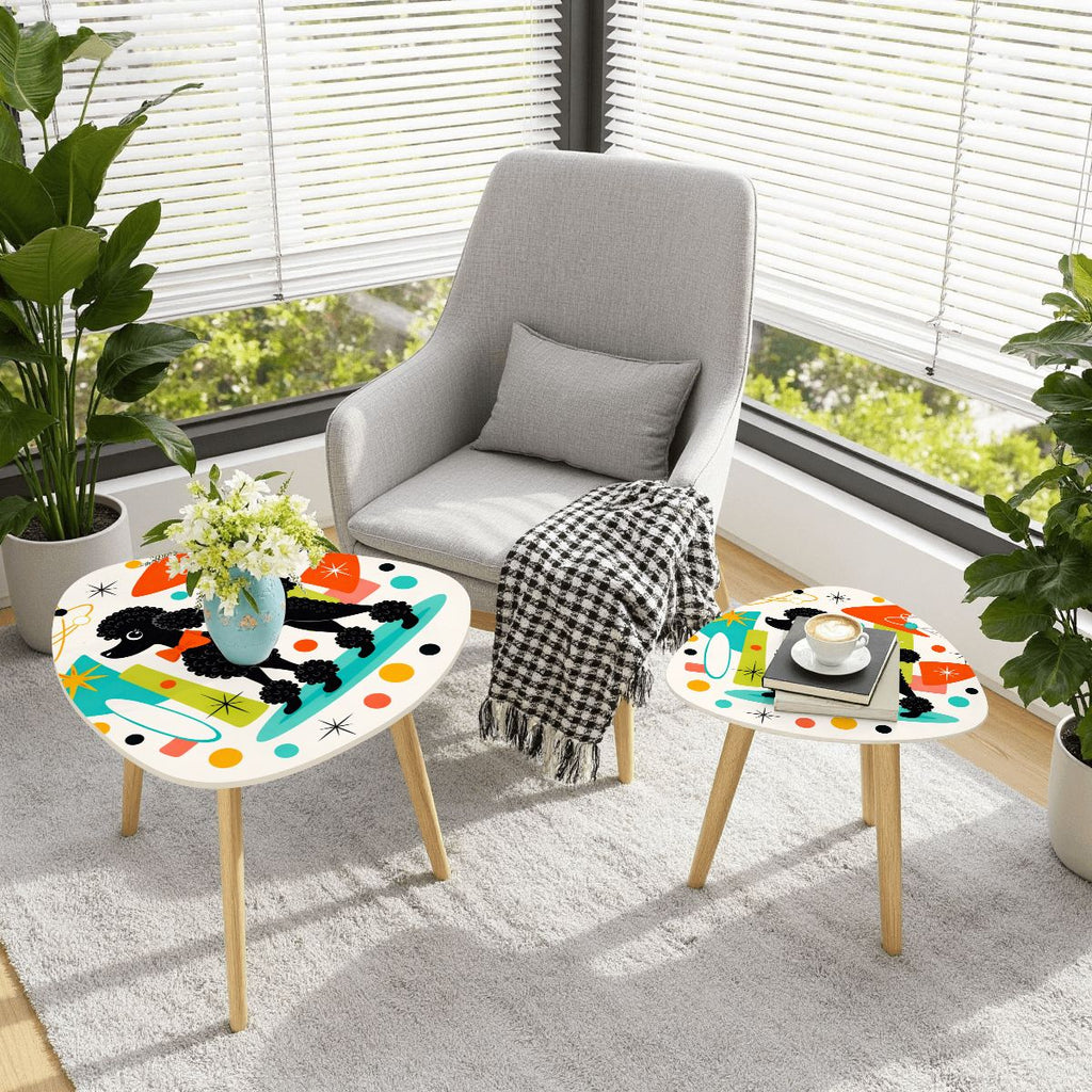 🐩 Atomic Poodle Nesting Side Tables – Set of 2