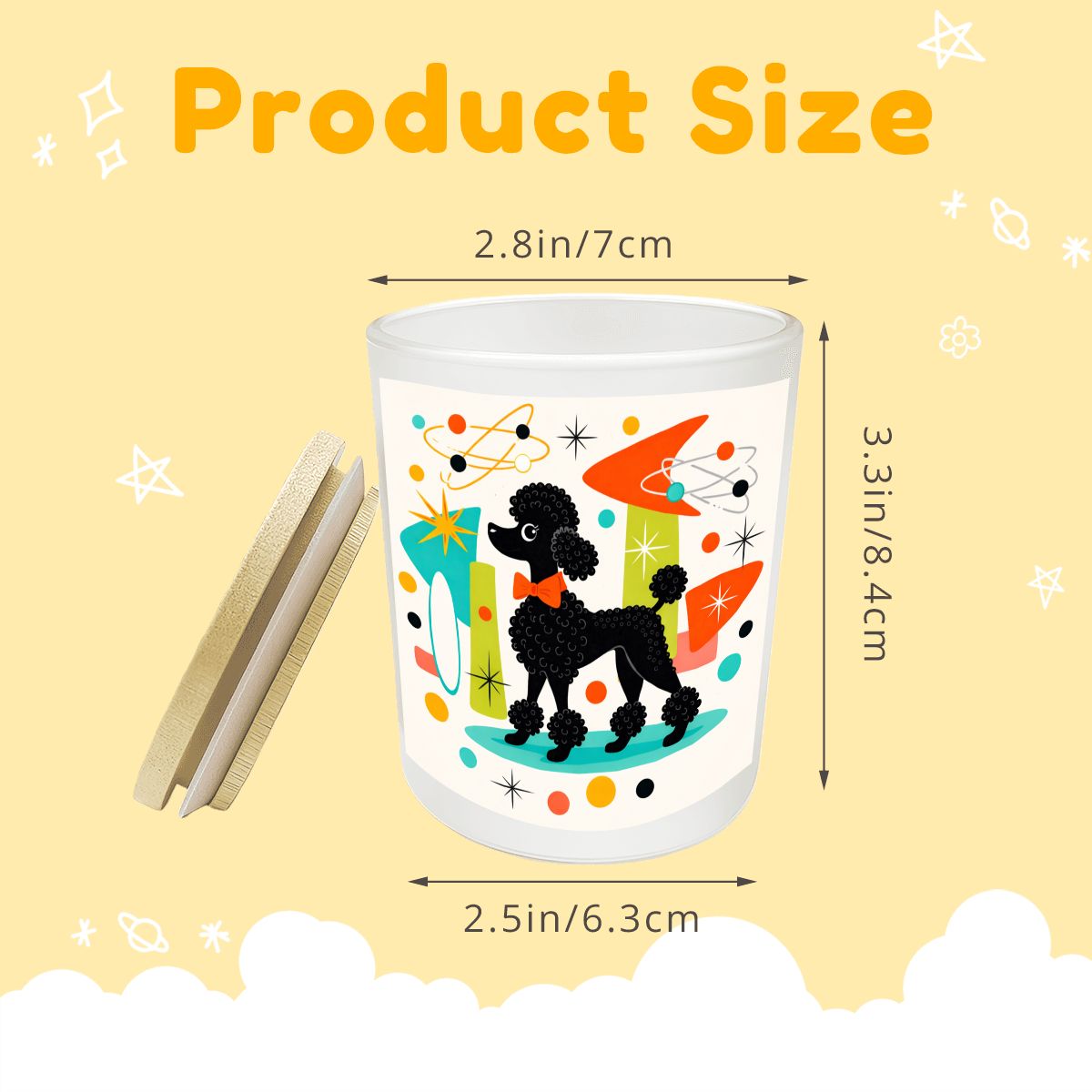 🐩 Atomic Poodle Frosted Glass Jar with Lid – 3.3"