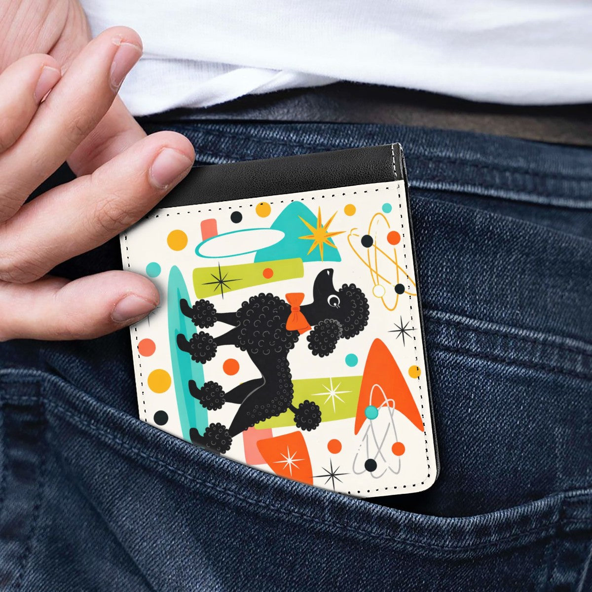 🐩 Atomic Poodle PU Leather Wallet – Compact Retro Accessory