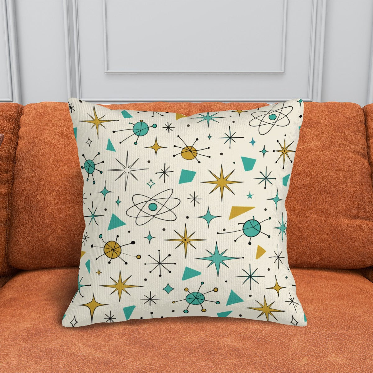 Atomic Stardust Corduroy Pillow Cover - Double-Sided Retro Pop!