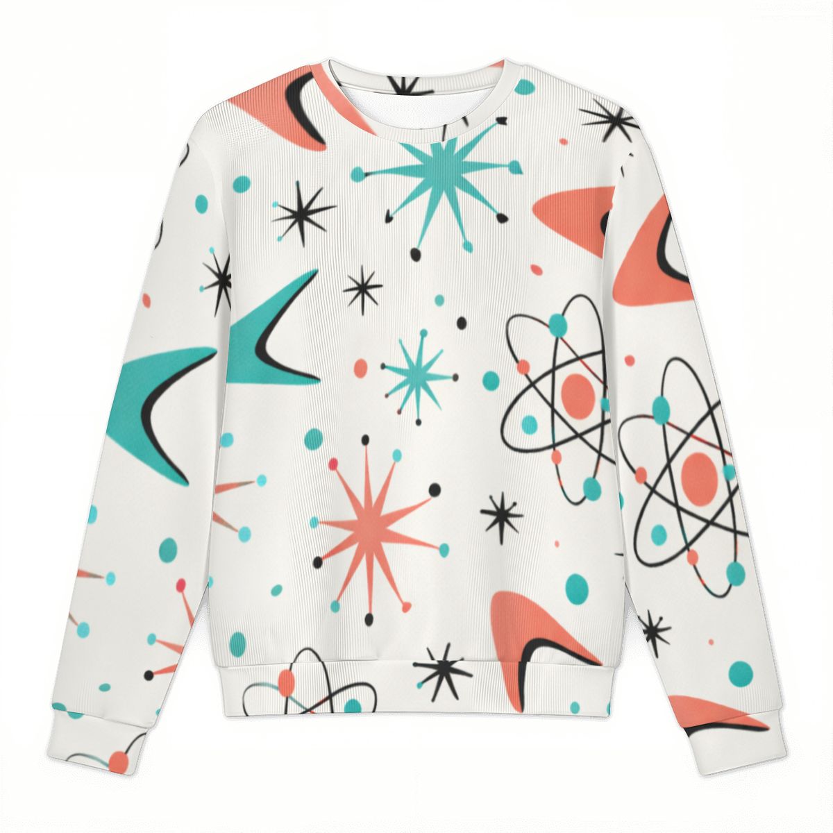 Retro Atomic Burst Oversized Pullover Sweater - Mid-Century Modern Vibes!