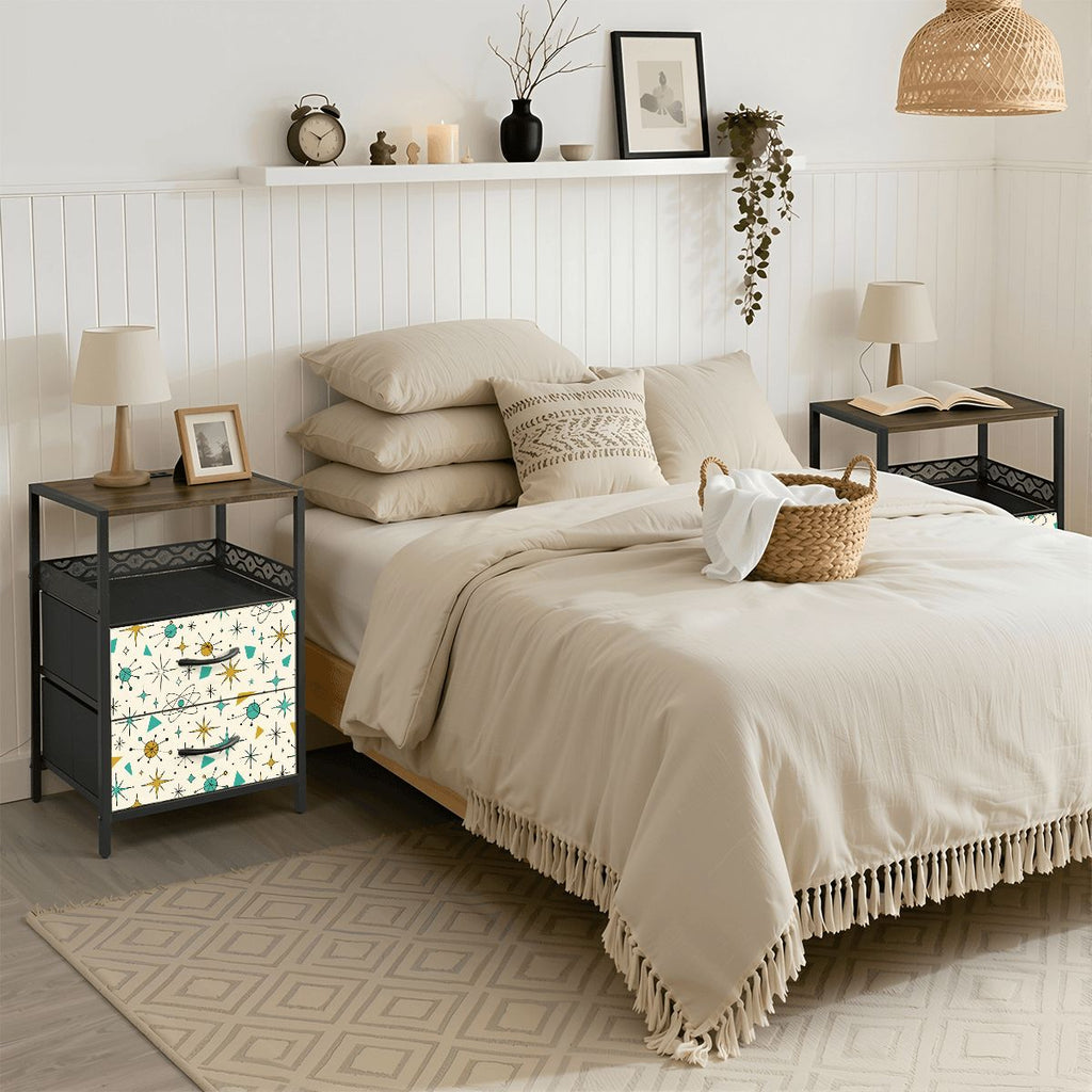 2-Drawer Bedside Table with Built-In Power Strip