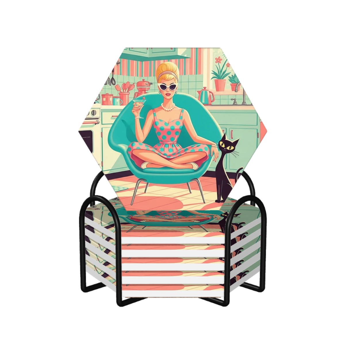 Atomic Lounge Ceramic Coaster Set (6-Pack)