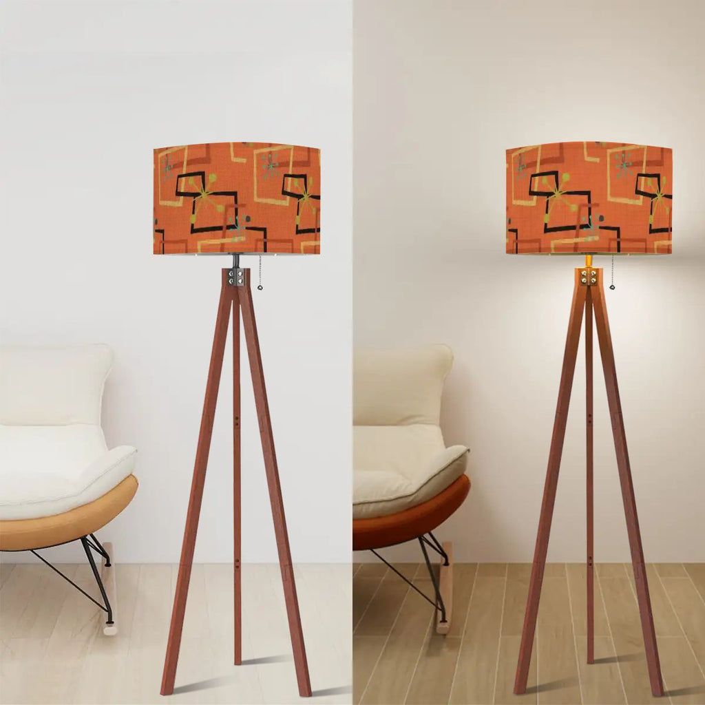 Atomic Rust Starburst Tripod Floor Lamp | Made in USA | Smart LED & Remote