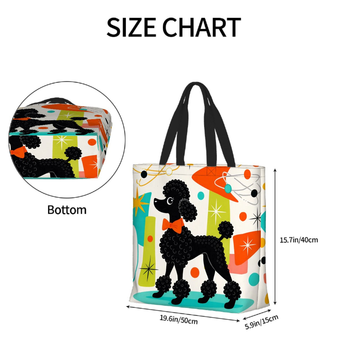 Poodle Power Tote: Large Capacity Mid-Century Kitsch Shoulder Bag – Unleash Your Inner Glam!
