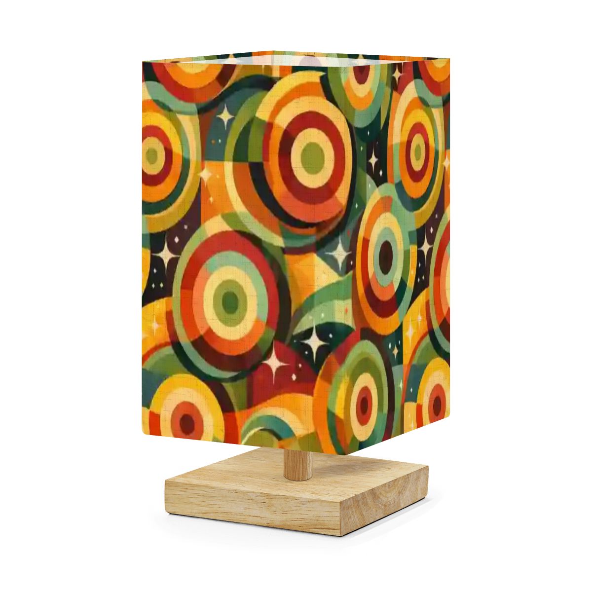 Retro Rings & Starbursts Square Table Lamp - Groove is in the Light!