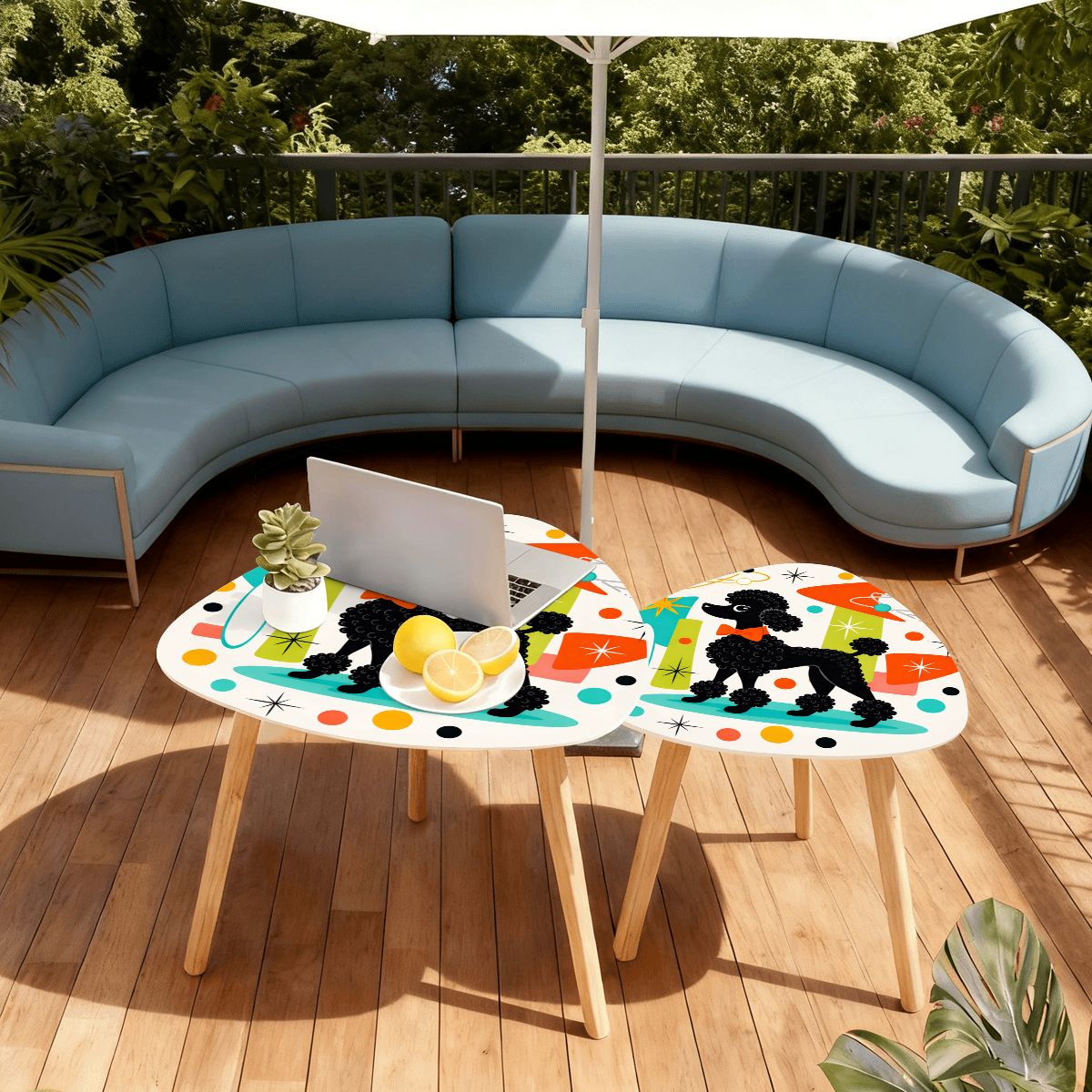 🐩 Atomic Poodle Nesting Side Tables – Set of 2