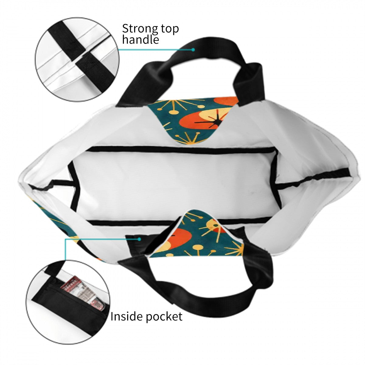 👜 Atomic Cat & Sunburst Shoulder Tote – Large Capacity MCM Kitsch