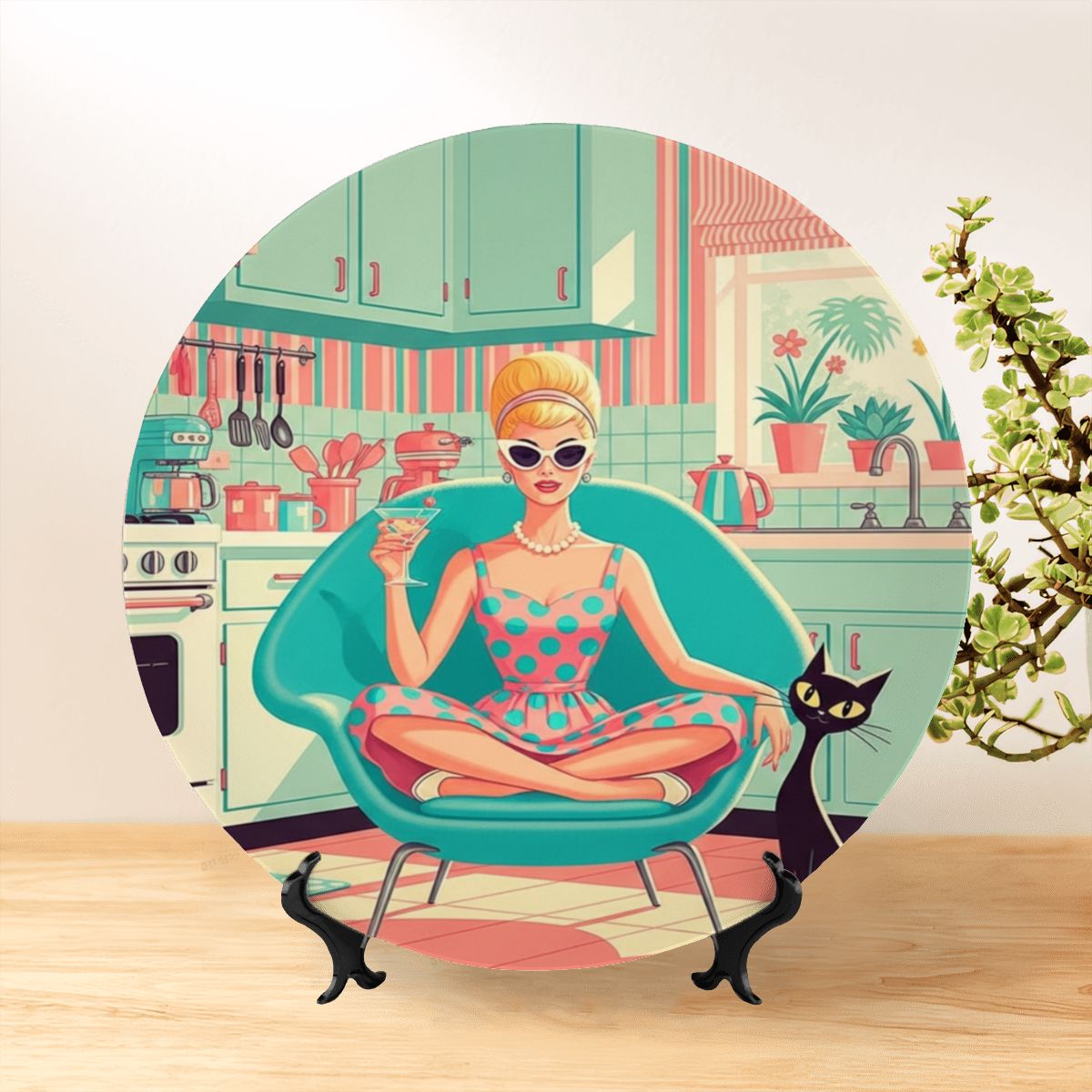 🍽️ Atomic Kitsch Decorative Plate – Retro Wall Art or Shelf Display