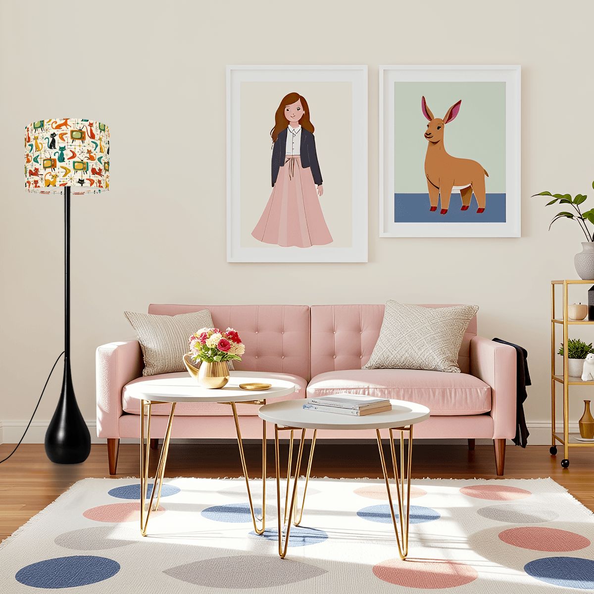 🐾 Atomic Jungle Teardrop Floor Lamp – MCM Ambient Glow with Remote & Bulb