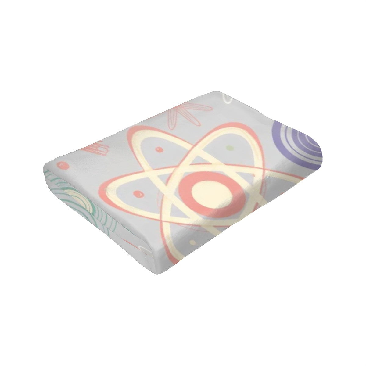 🧪 Atomic Kitsch Flannel Throw Blanket – Pastel Atom & Geometry Edition