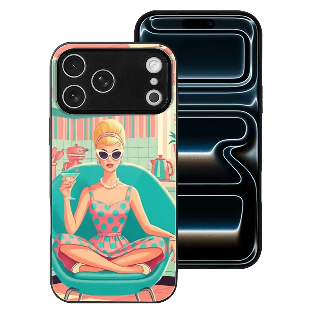📱 Atomic Poolside Diva Glass Phone Case – iPhone 17 Pro Max