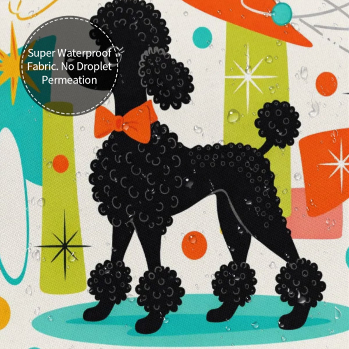 🐩 Atomic Poodle Bathroom Shower Curtain – 60"x72"