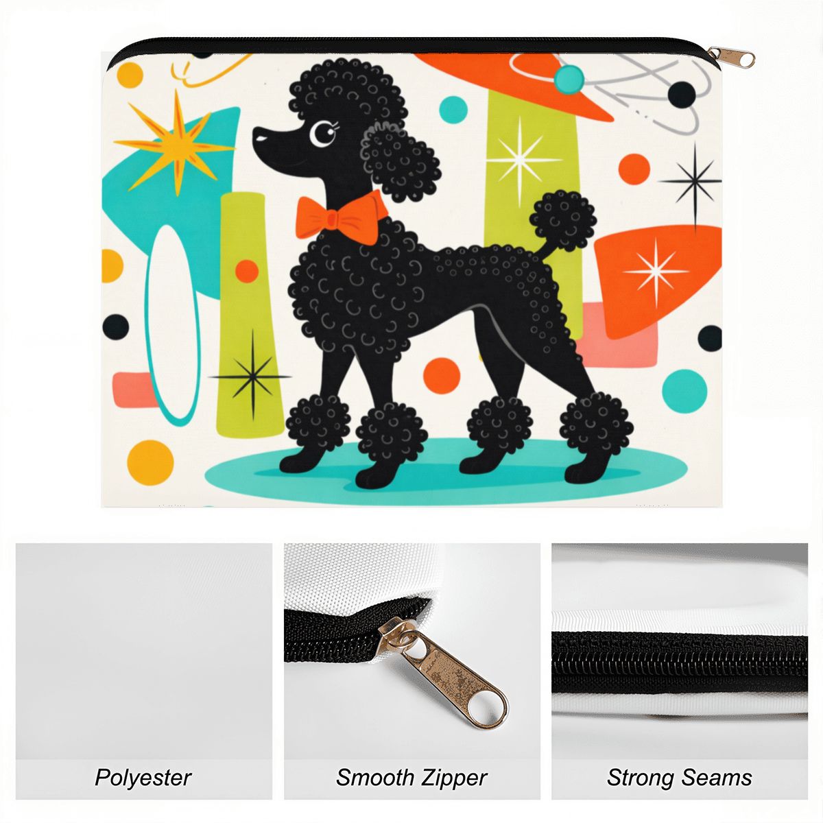 🐩 Atomic Poodle Travel Makeup Pouch – All-Over UV Print