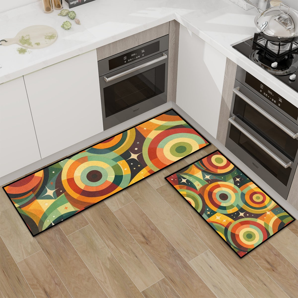 Kitchen Area Rug Set for Floor Non-Slip Washable