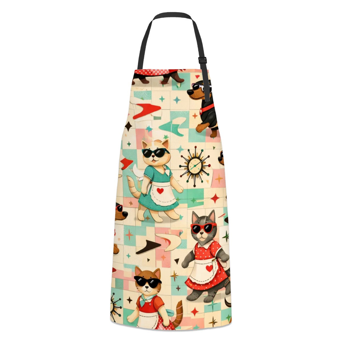 🍳 Atomic Kitsch Waterproof Apron – Nautical Cat Parade Edition