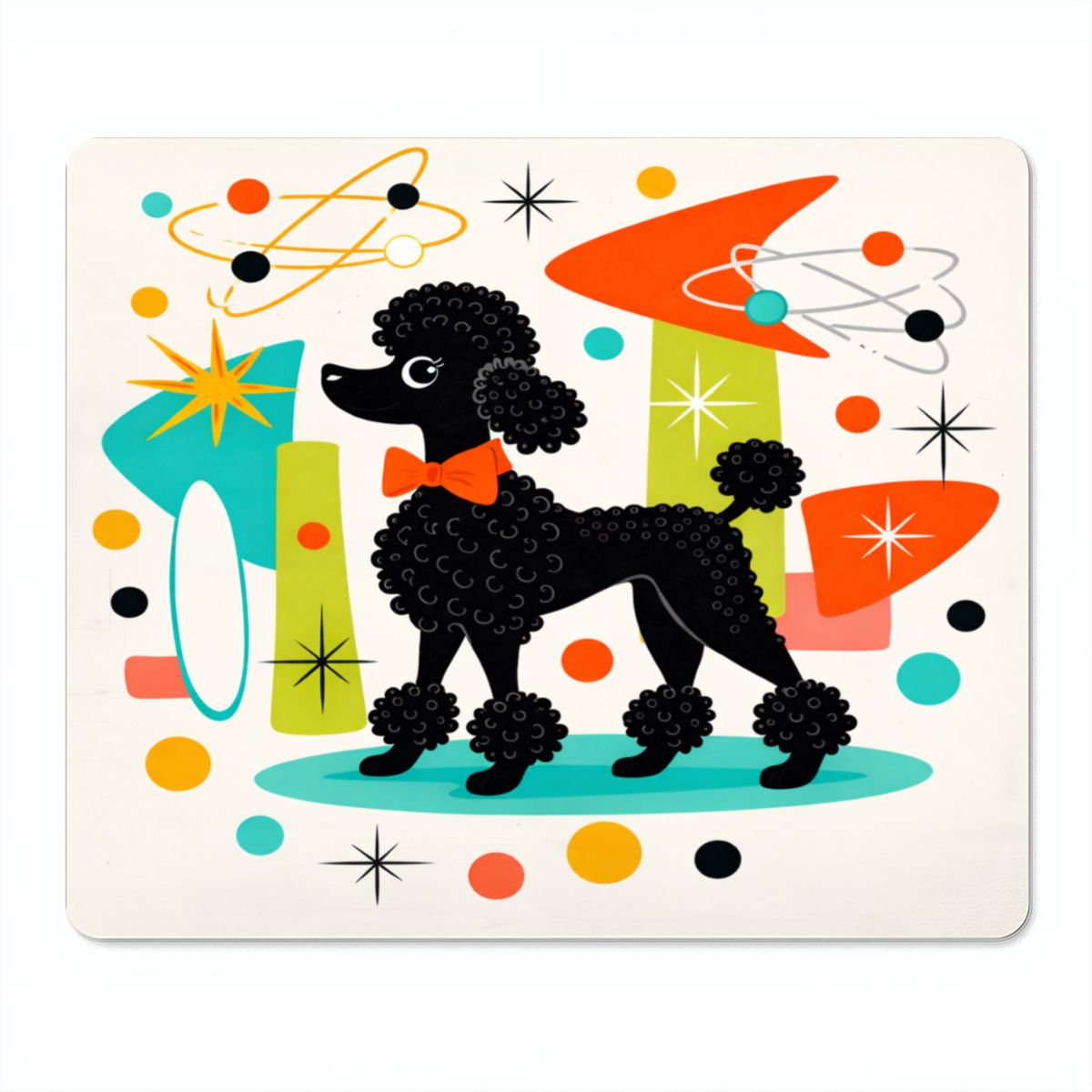 🐩 Atomic Poodle Mouse Pad – Non-Slip Sublimated Desk Mat